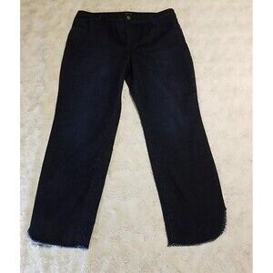 Susan Graver Jeans Womens Size 16 Regular Straight Frayed Hem